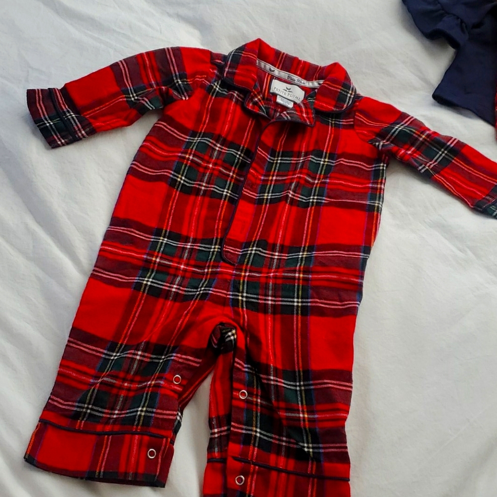 Petite Plume Holiday Tartan Romper